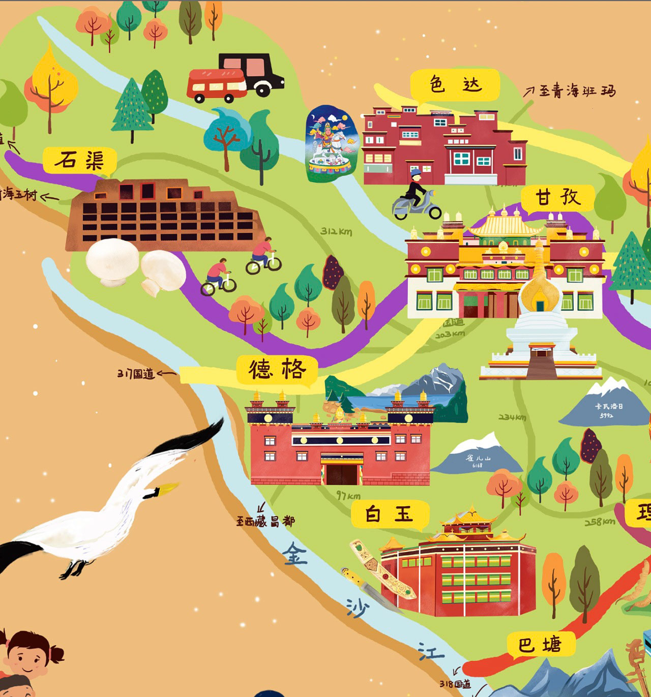 霍城手绘地图景区的文化宝库